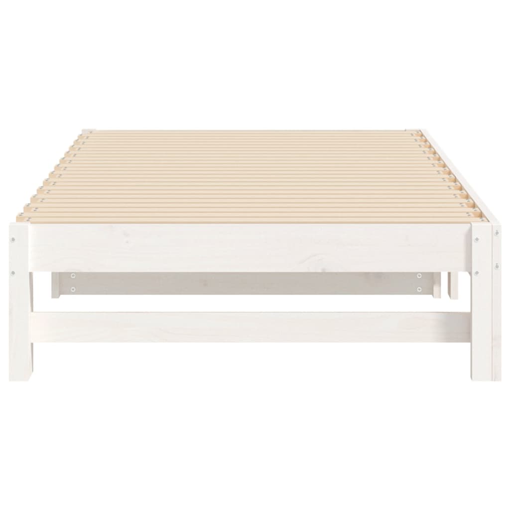 Uttrekkbar dagseng hvit 2x(90x190) cm heltre furu
