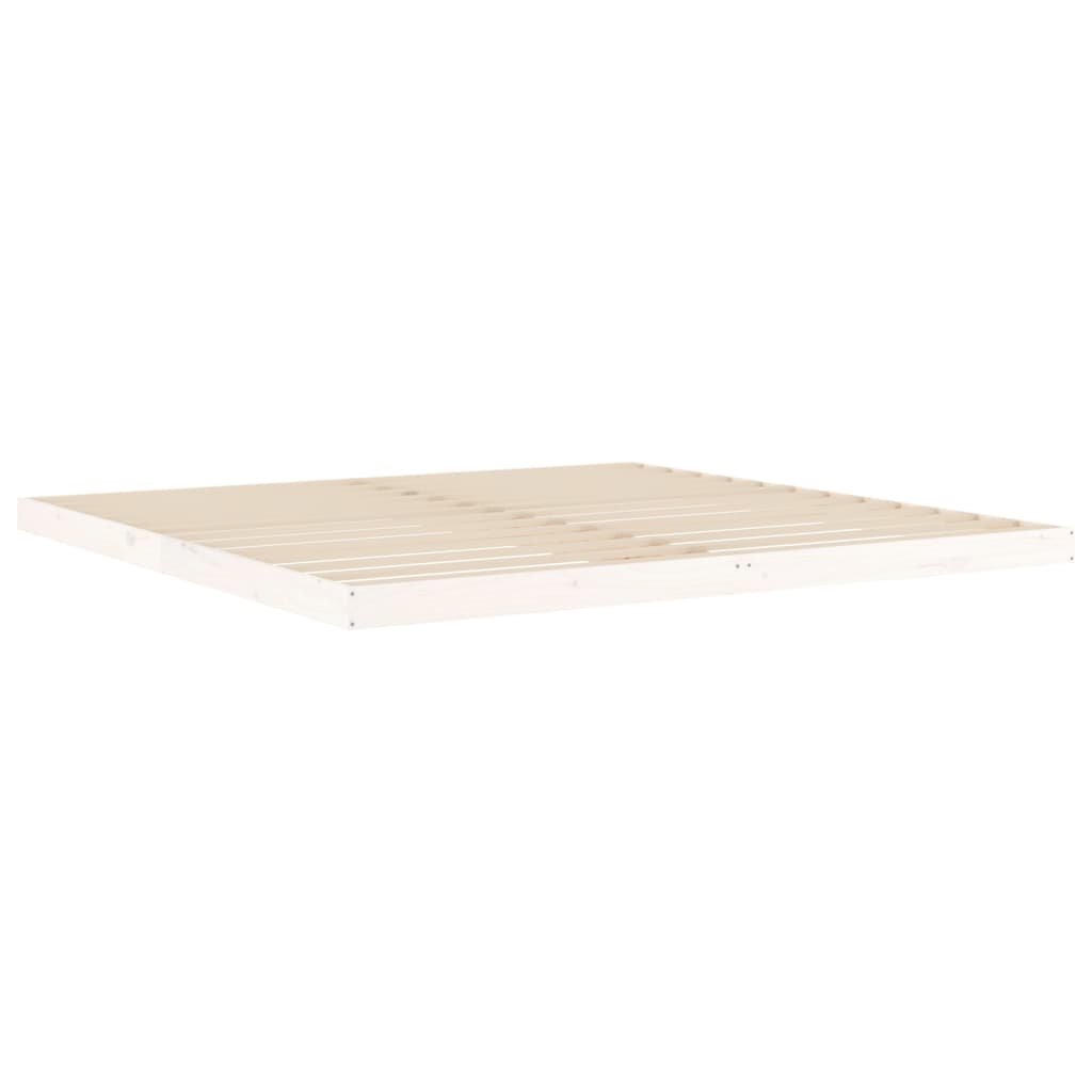 Sengeramme hvit 200x200 cm heltre furu