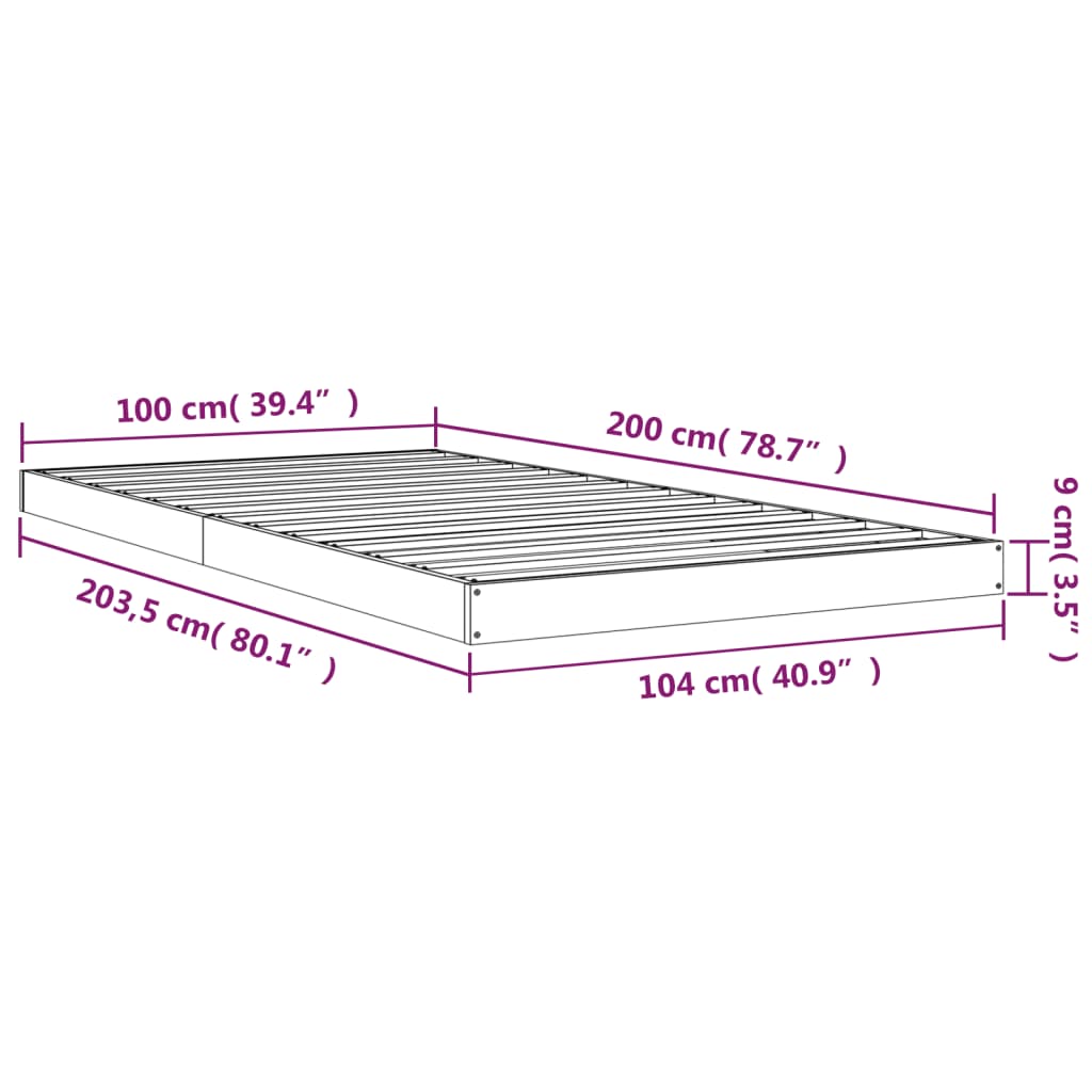 Sengeramme 100x200 cm heltre furu