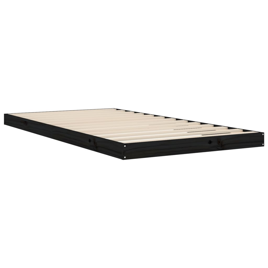 Sengeramme svart 100x200 cm heltre furu