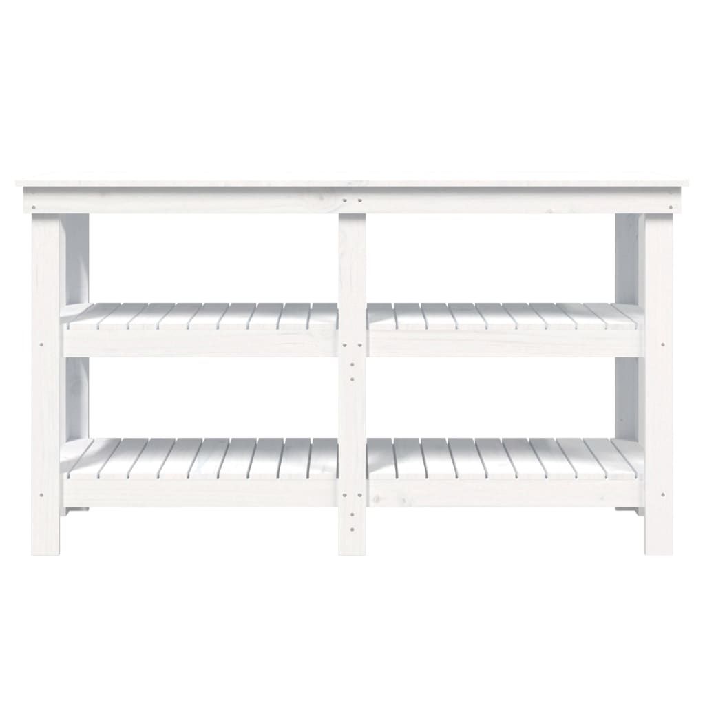 Arbeidsbenk hvit 142,5x50x80 cm heltre furu