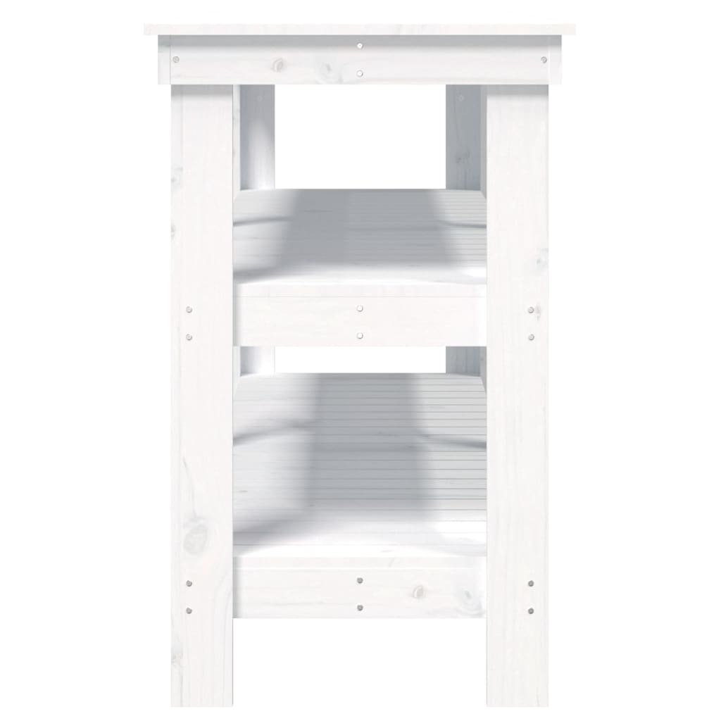 Arbeidsbenk hvit 142,5x50x80 cm heltre furu