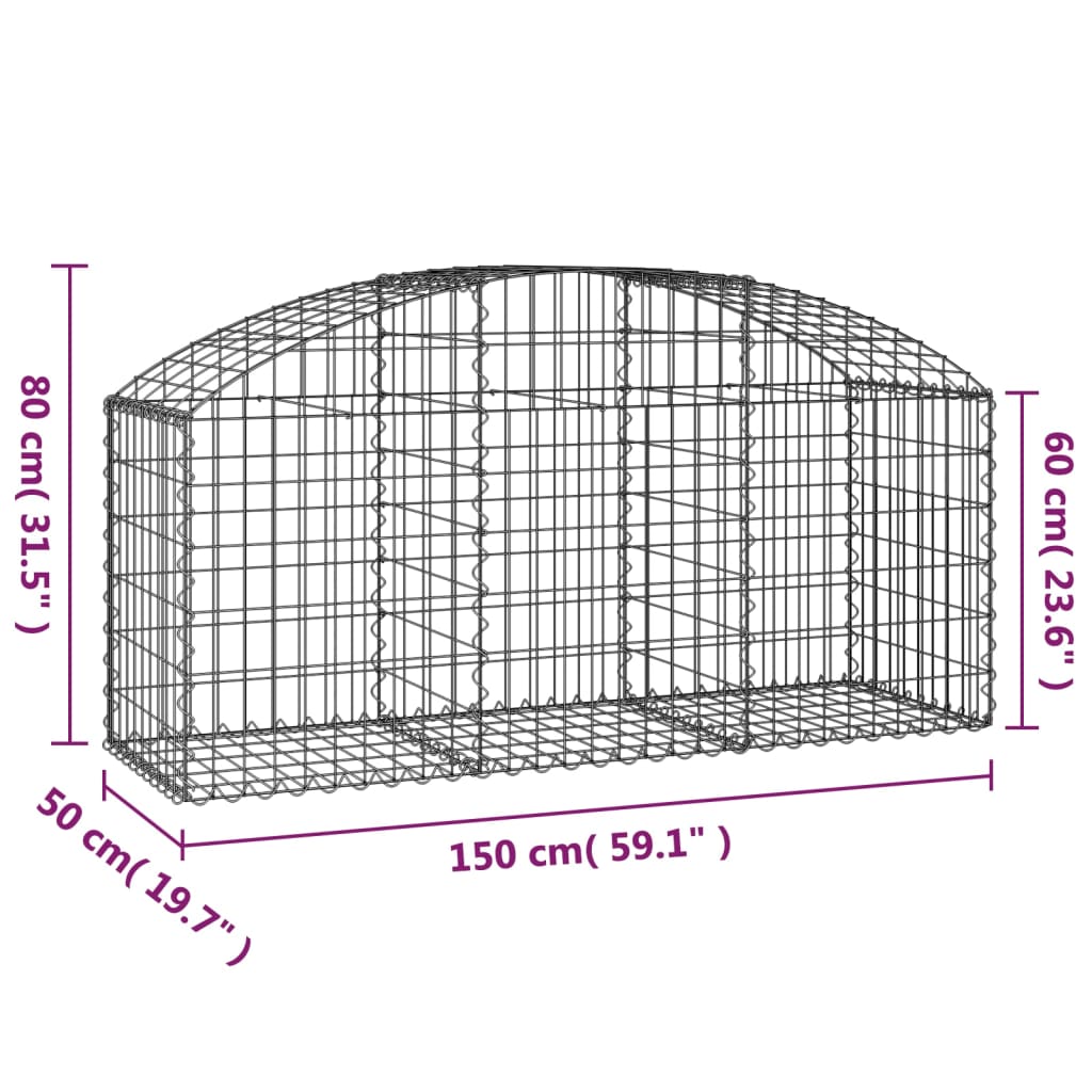 Gabionkurv buet 150x50x60/80 cm galvanisert jern
