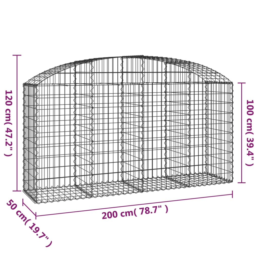 Gabionkurv buet 200x50x100/120 cm galvanisert jern
