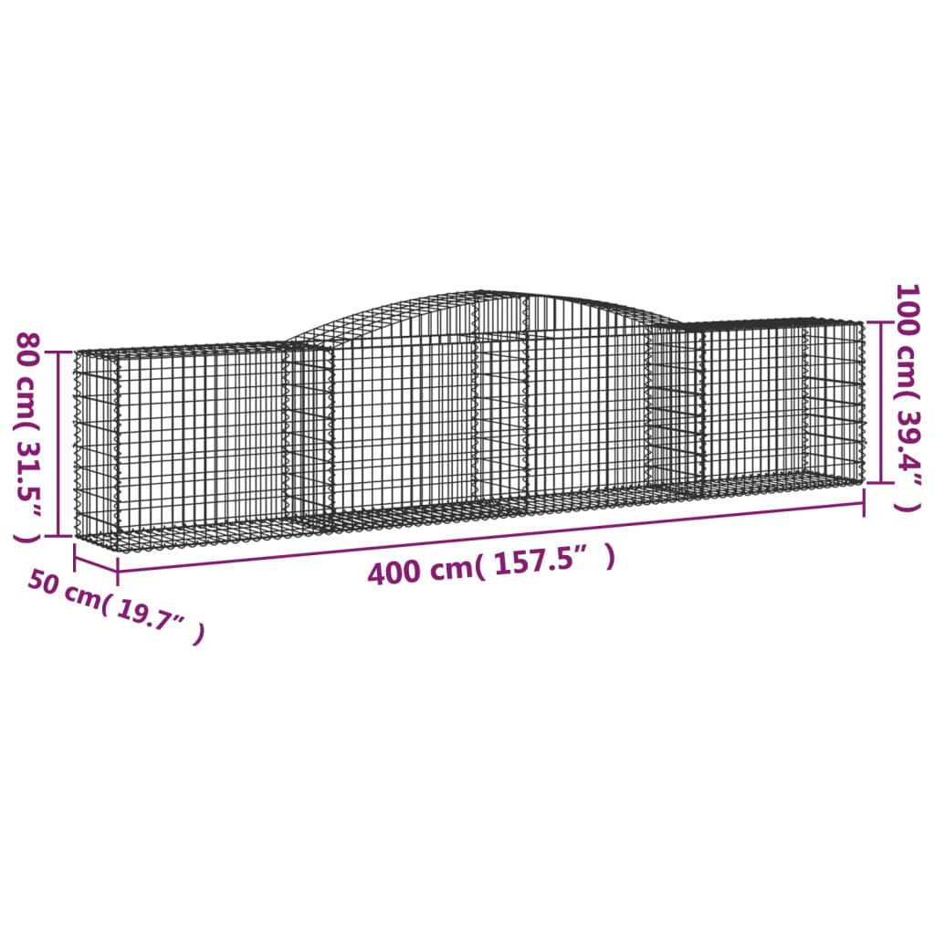 Gabionkurv buet 400x50x80/100 cm galvanisert jern