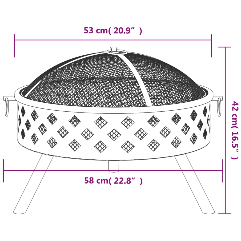 Bålfat med ildrake 58 cm XXL stål