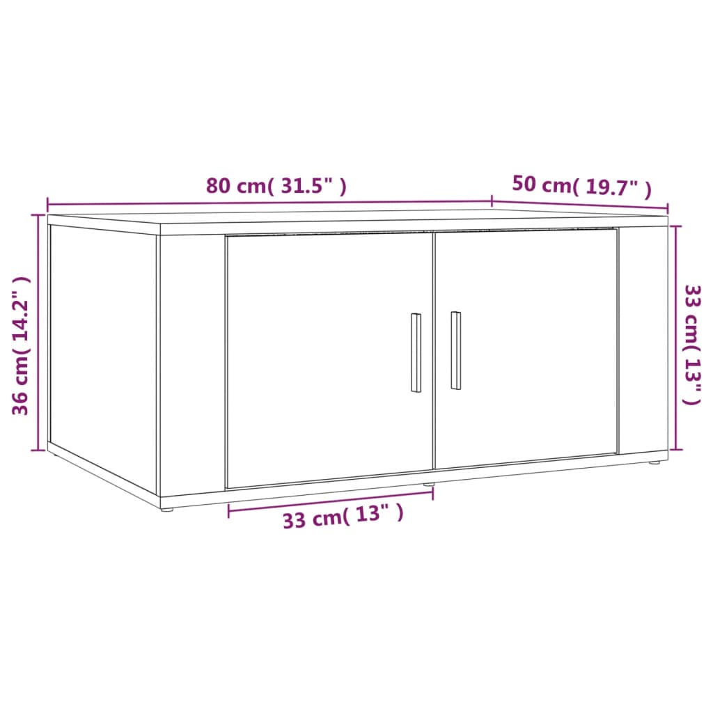 Salongbord brun eik 80x50x36 cm konstruert tre