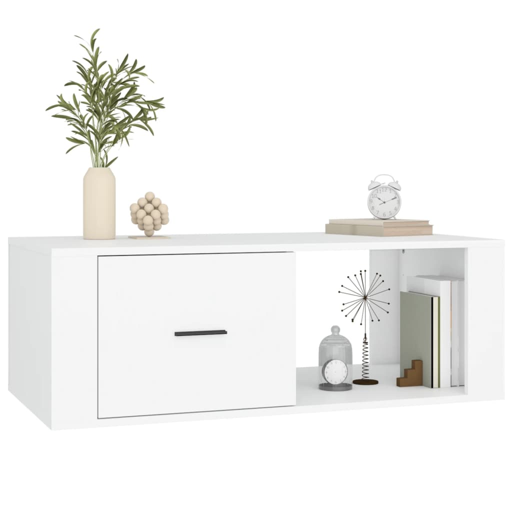 Salongbord hvit 100x50,5x35 cm konstruert tre