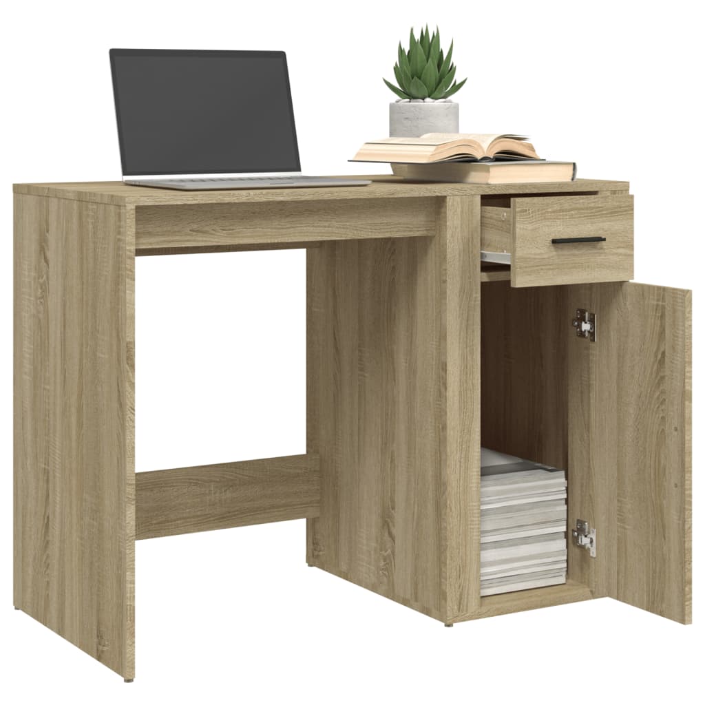 Skrivebord sonoma eik 100x49x75 cm konstruert tre