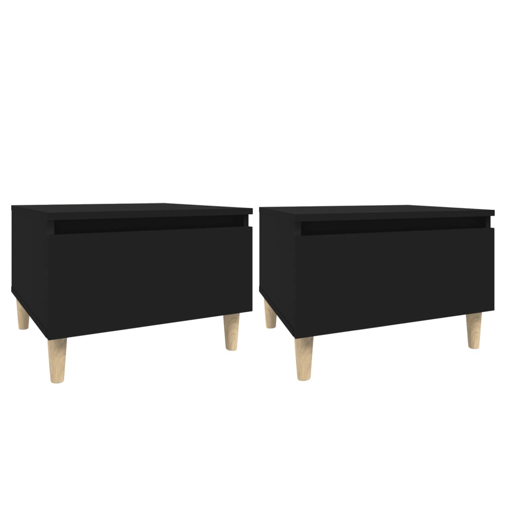 Sidebord 2 stk svart 50x46x35 cm konstruert tre