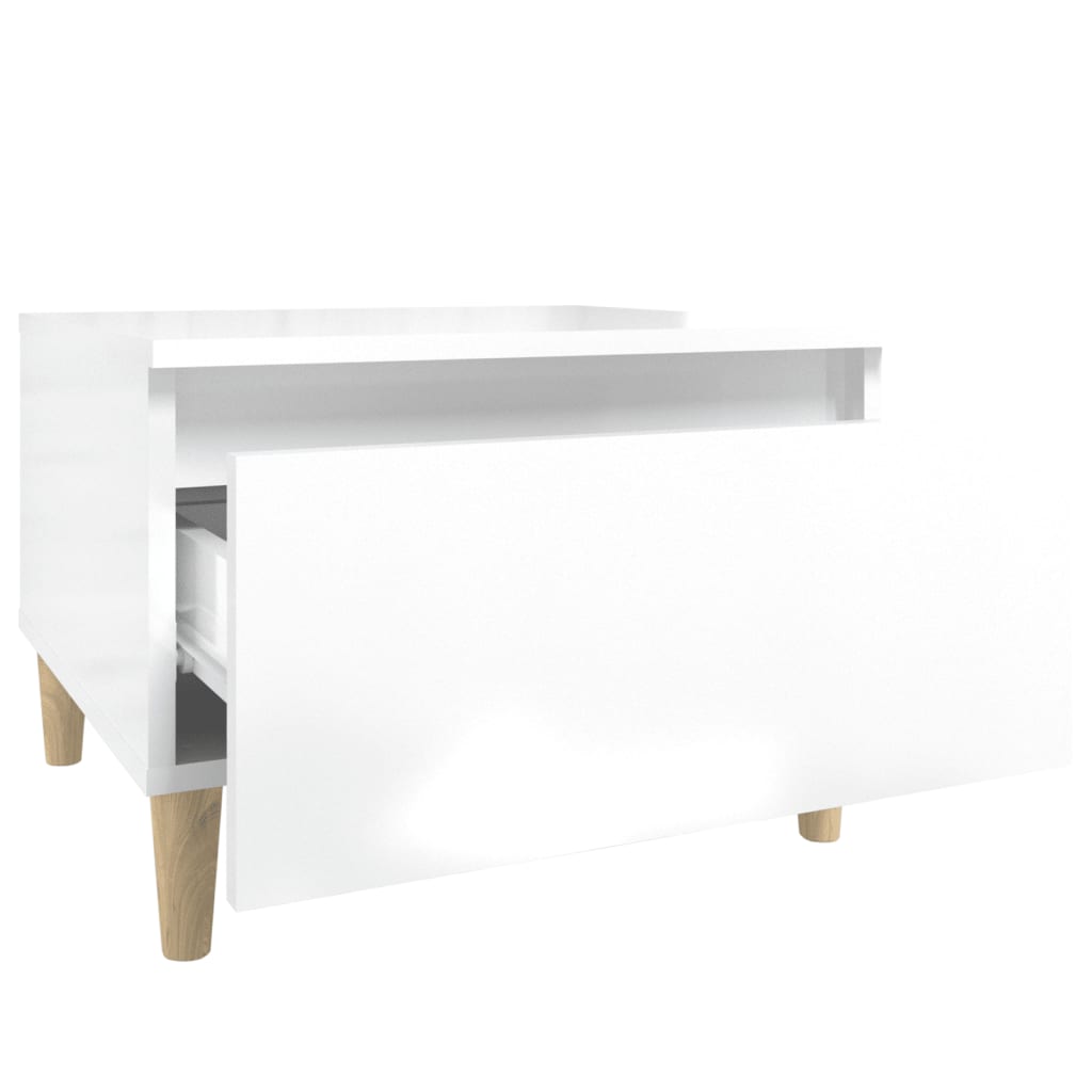 Sidebord 2 stk høyglans hvit 50x46x35 cm konstruert tre