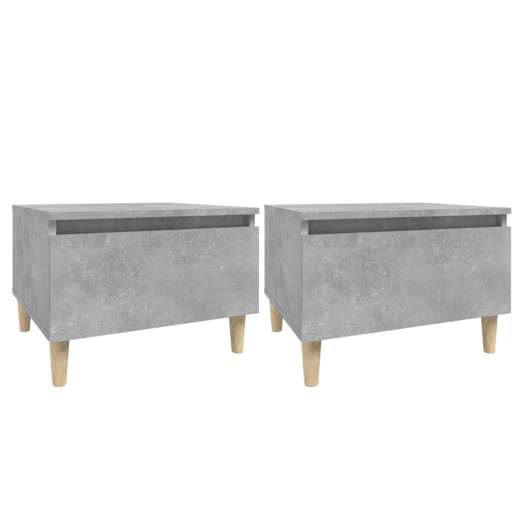 Sidebord 2 stk betonggrå 50x46x35 cm konstruert tre