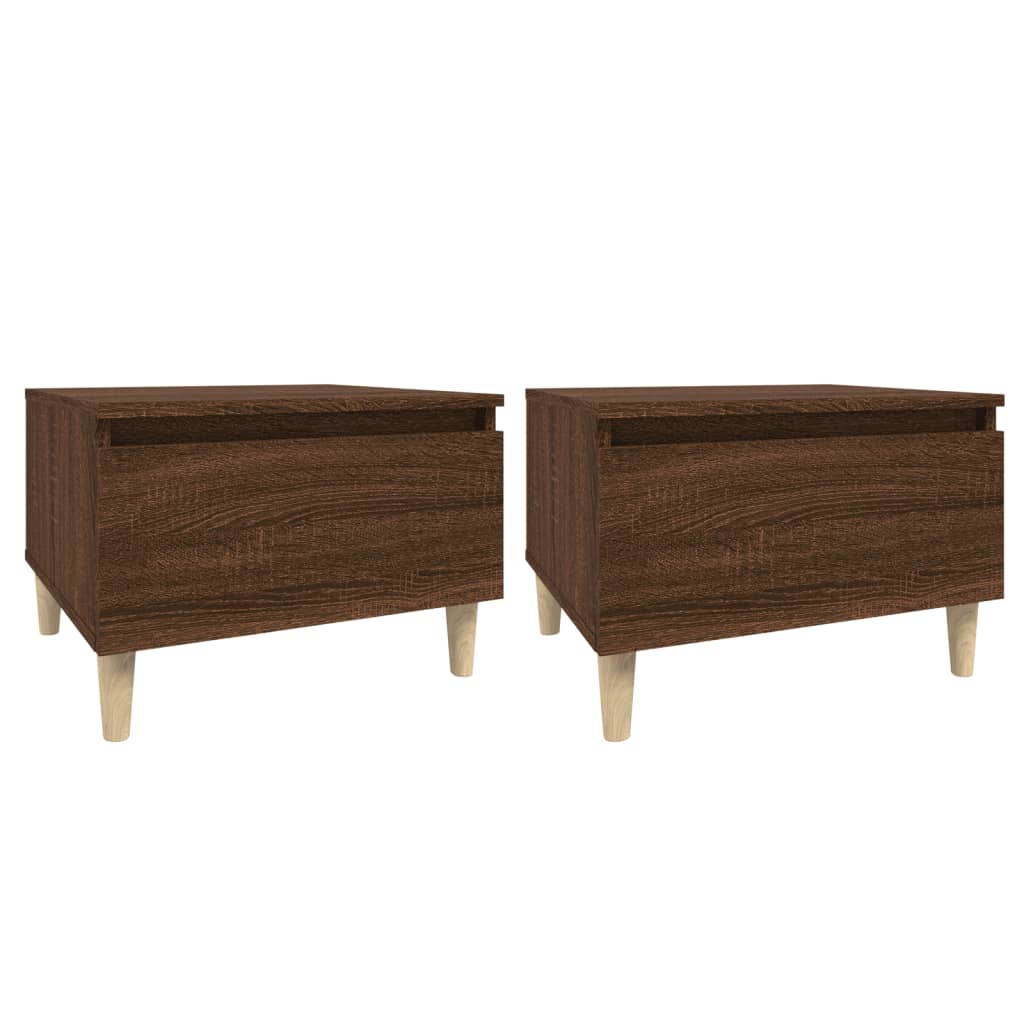 Sidebord 2 stk brun eik 50x46x35 cm konstruert tre