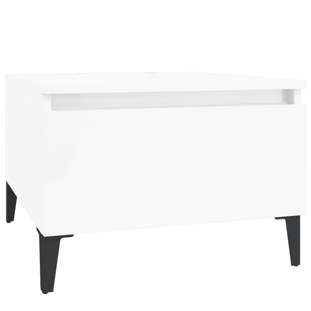 Sidebord 2 stk høyglans hvit 50x46x35 cm konstruert tre