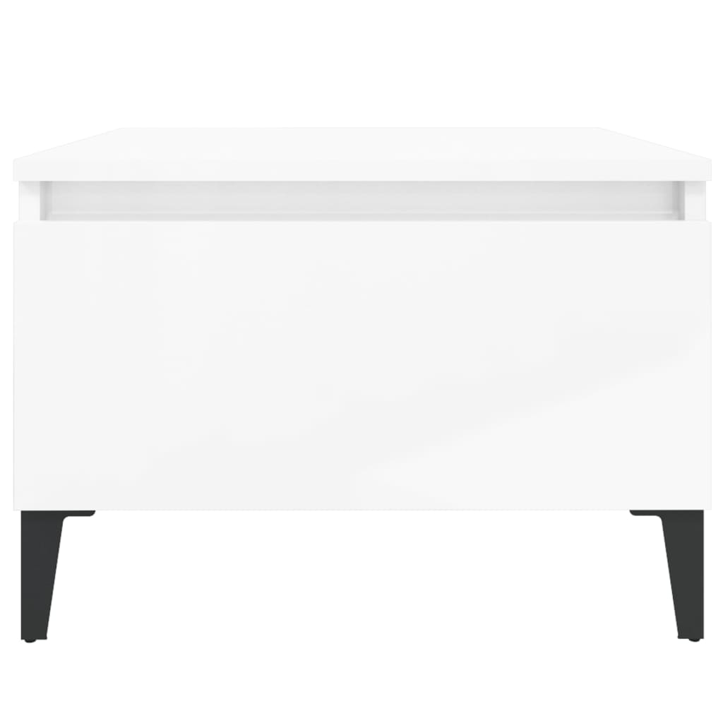 Sidebord 2 stk høyglans hvit 50x46x35 cm konstruert tre