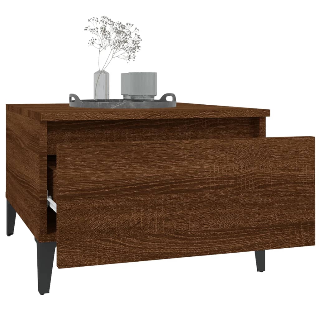 Sidebord 2 stk brun eik 50x46x35 cm konstruert tre