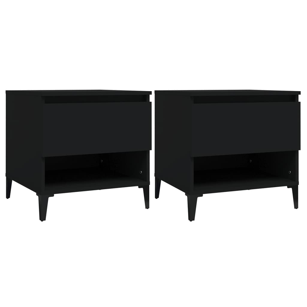 Sidebord 2 stk svart 50x46x50 cm konstruert tre