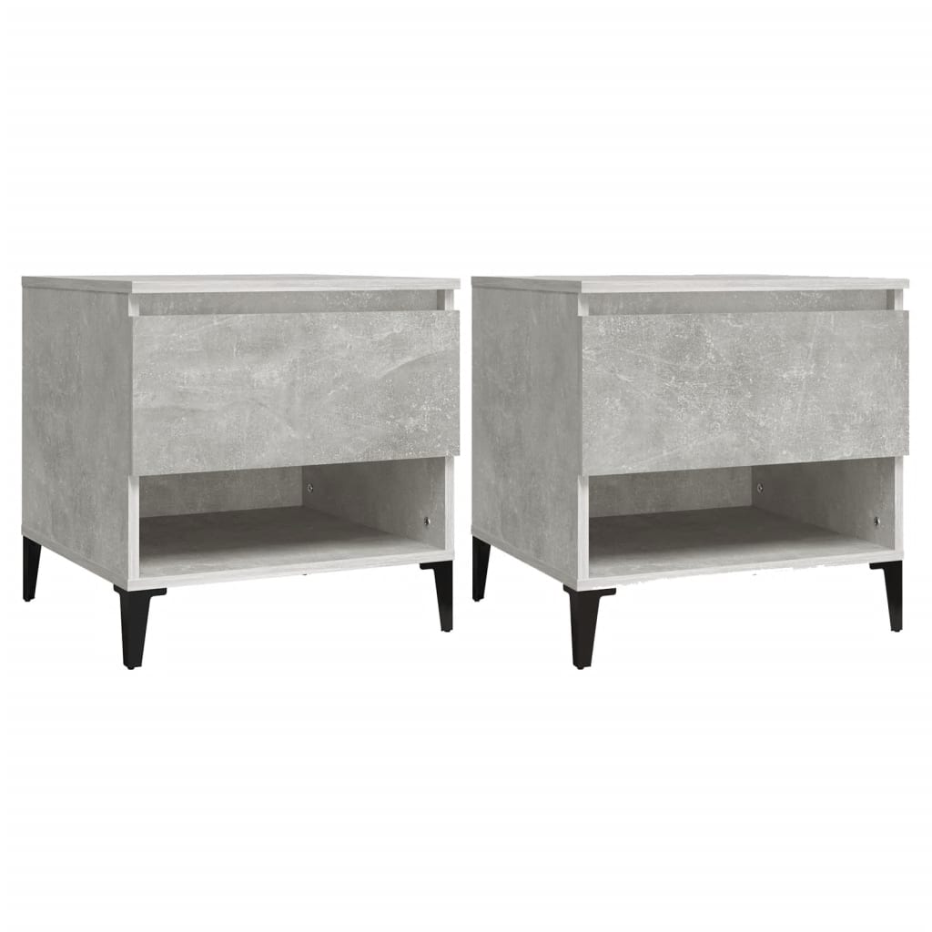 Sidebord 2 stk betonggrå 50x46x50 cm konstruert tre