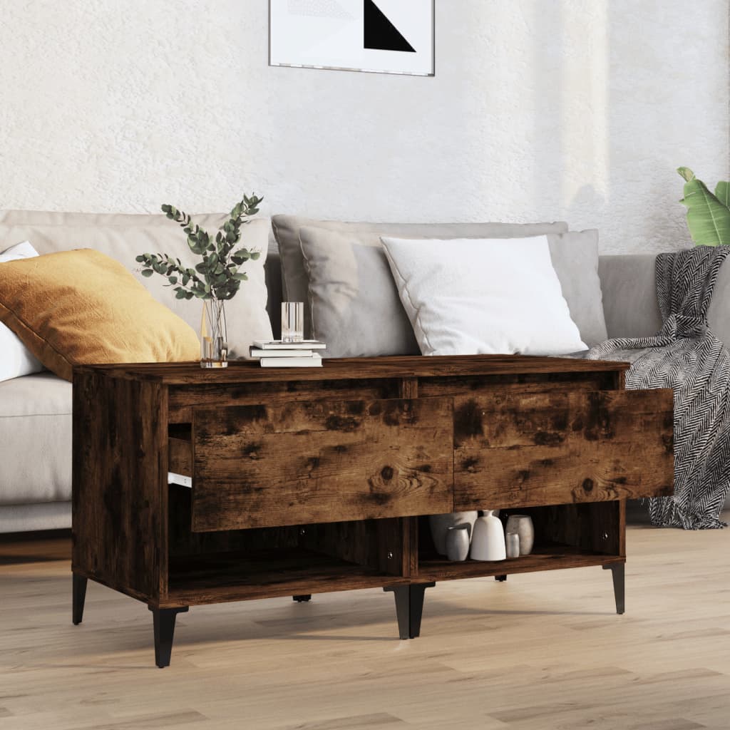 Sidebord 2 stk røkt eik 50x46x50 cm konstruert tre
