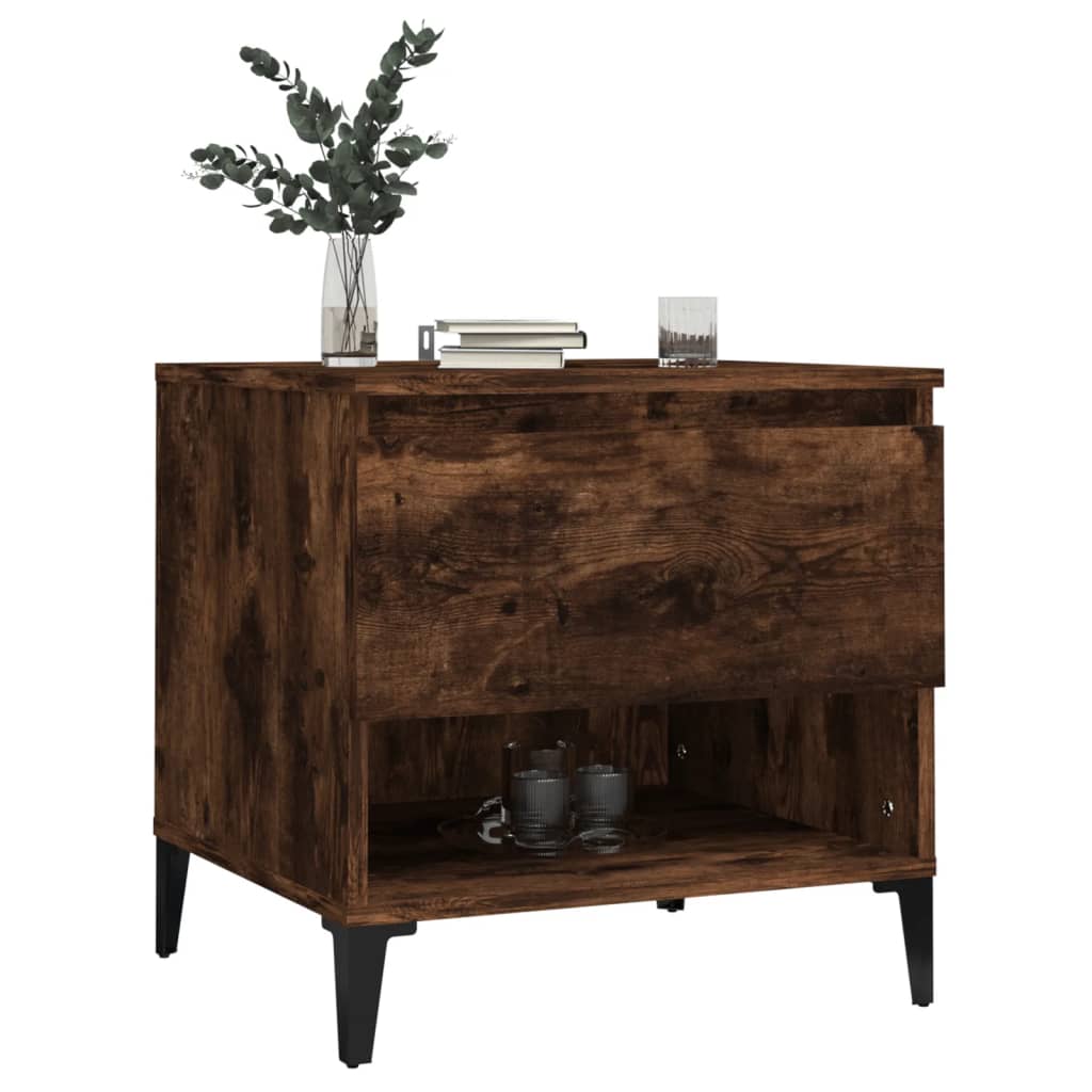 Sidebord 2 stk røkt eik 50x46x50 cm konstruert tre