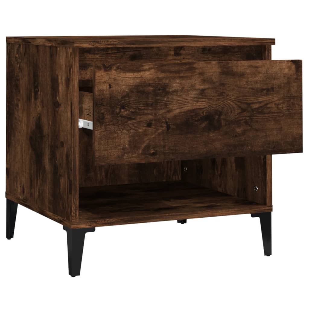 Sidebord 2 stk røkt eik 50x46x50 cm konstruert tre