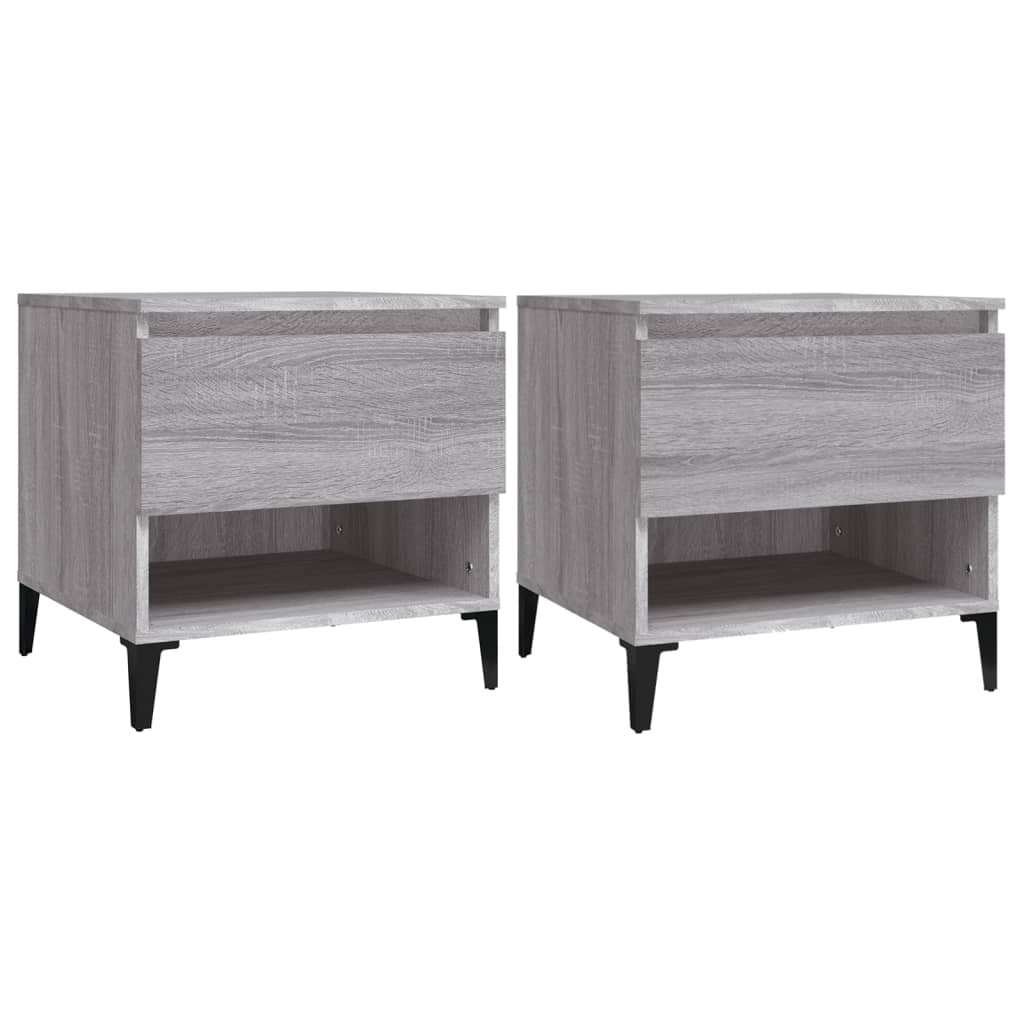 Sidebord 2 stk grå sonoma 50x46x50 cm konstruert tre