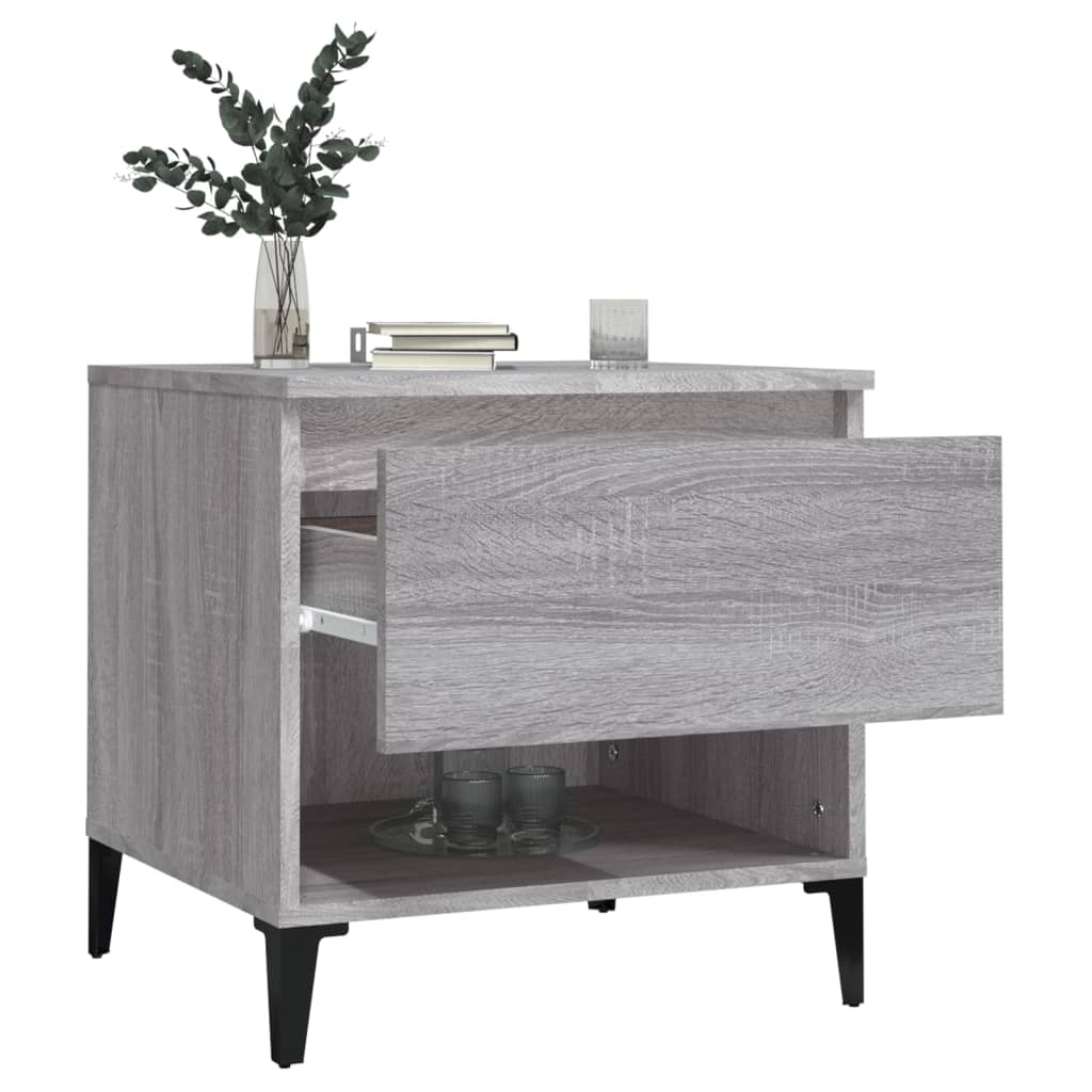 Sidebord 2 stk grå sonoma 50x46x50 cm konstruert tre
