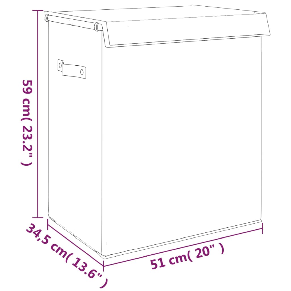 Sammenleggbar vaskekurv grå 51x34,5x59 cm imitert linstoff