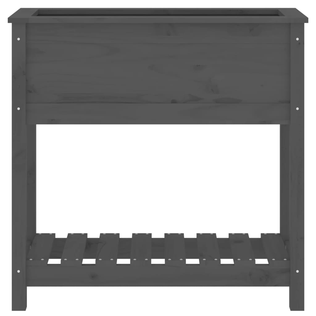Plantekasse med hylle grå 82,5x34,5x81 cm heltre furu