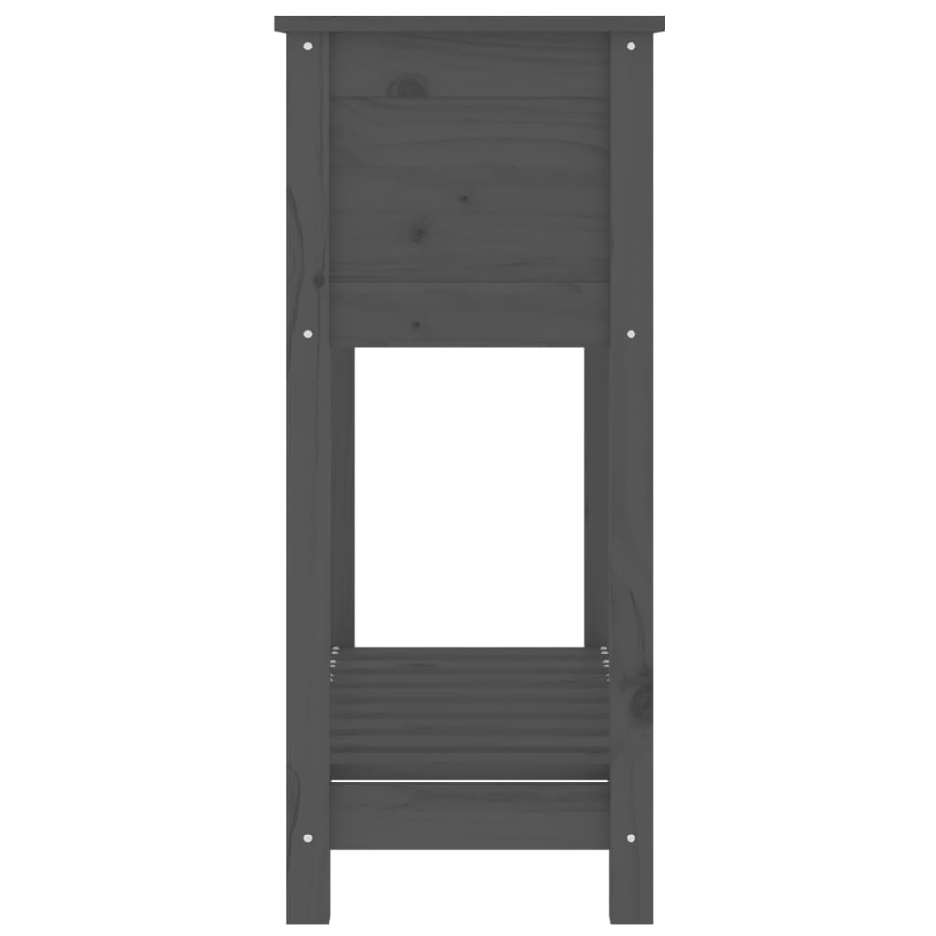 Plantekasse med hylle grå 82,5x34,5x81 cm heltre furu