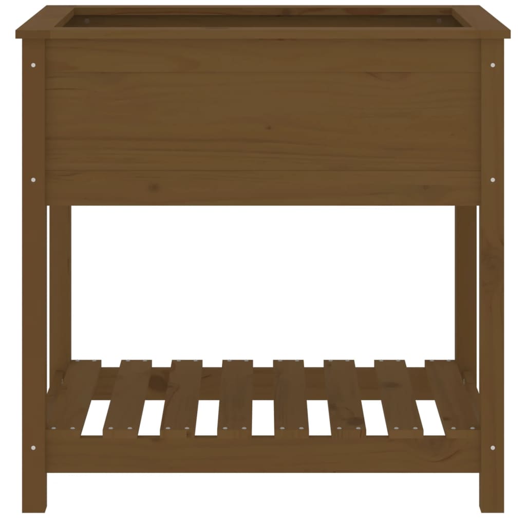 Plantekasse med hylle honningbrun 82,5x54x81 cm heltre furu