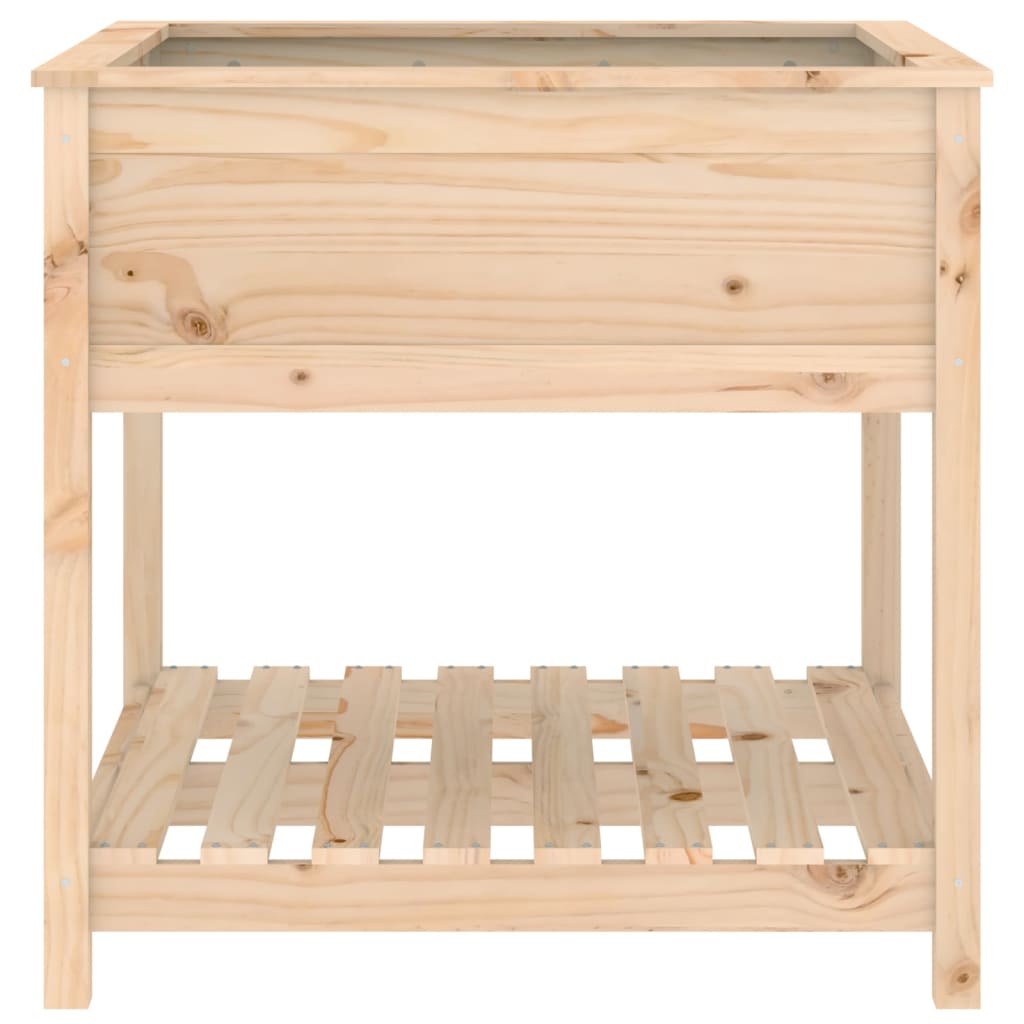 Plantekasse med hylle 82,5x82,5x81 cm heltre furu
