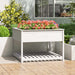 Plantekasse med hylle hvit 111,5x111,5x81 cm heltre furu