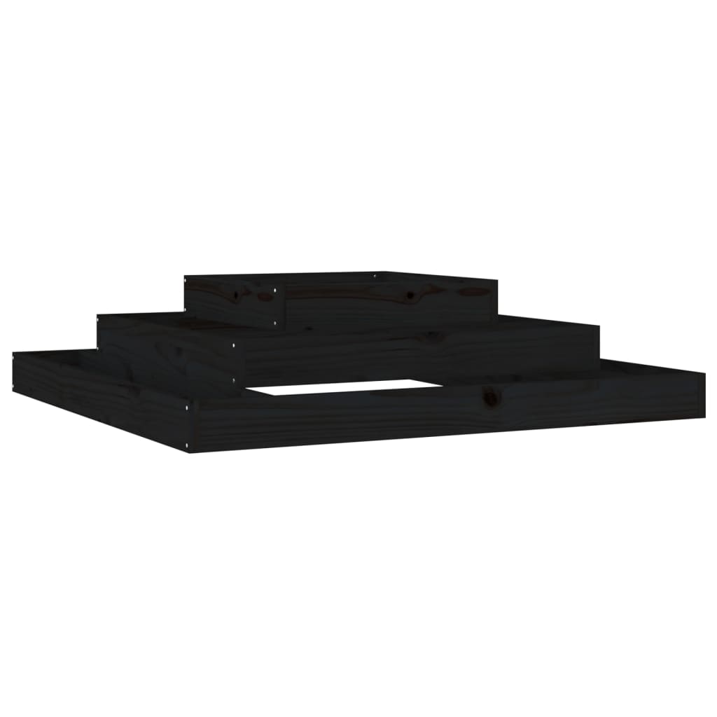 Plantekasse svart 110x110x27 cm heltre furu