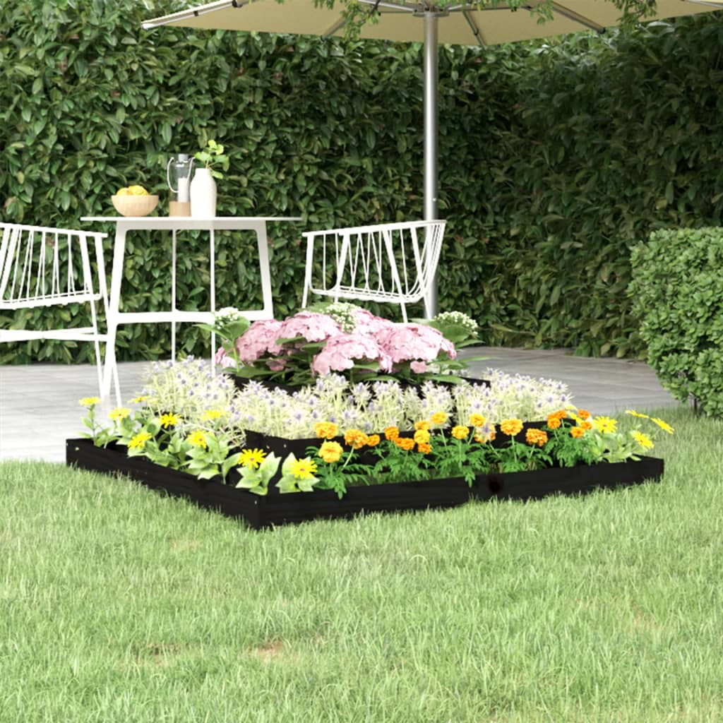 Plantekasse svart 110x110x27 cm heltre furu