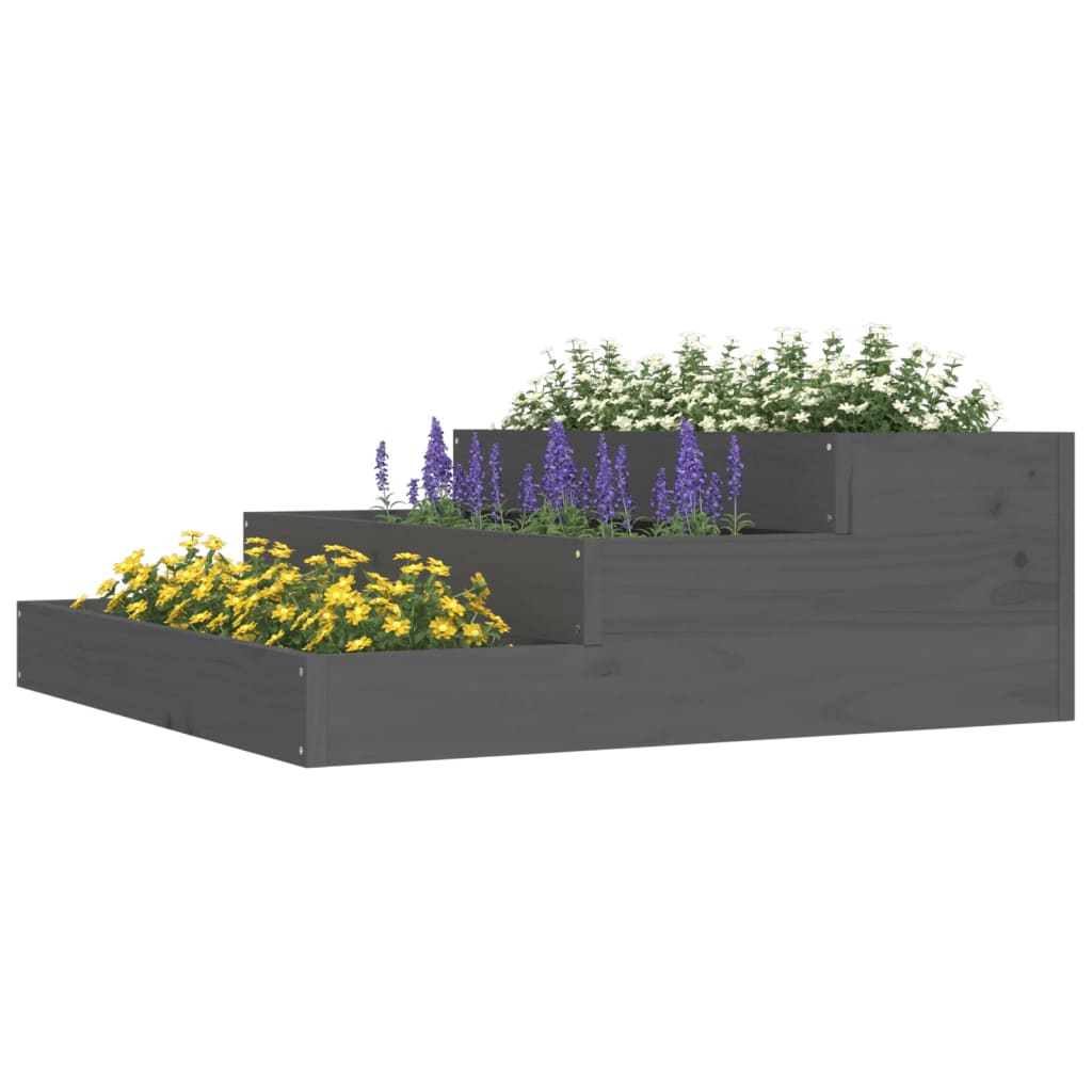 Plantekasse grå 78x78x27 cm heltre furu