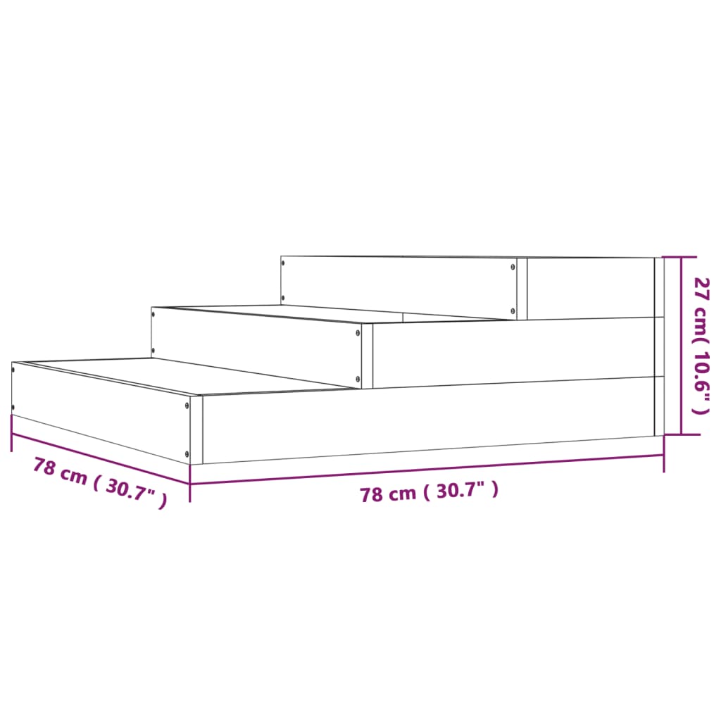 Plantekasse svart 78x78x27 cm heltre furu