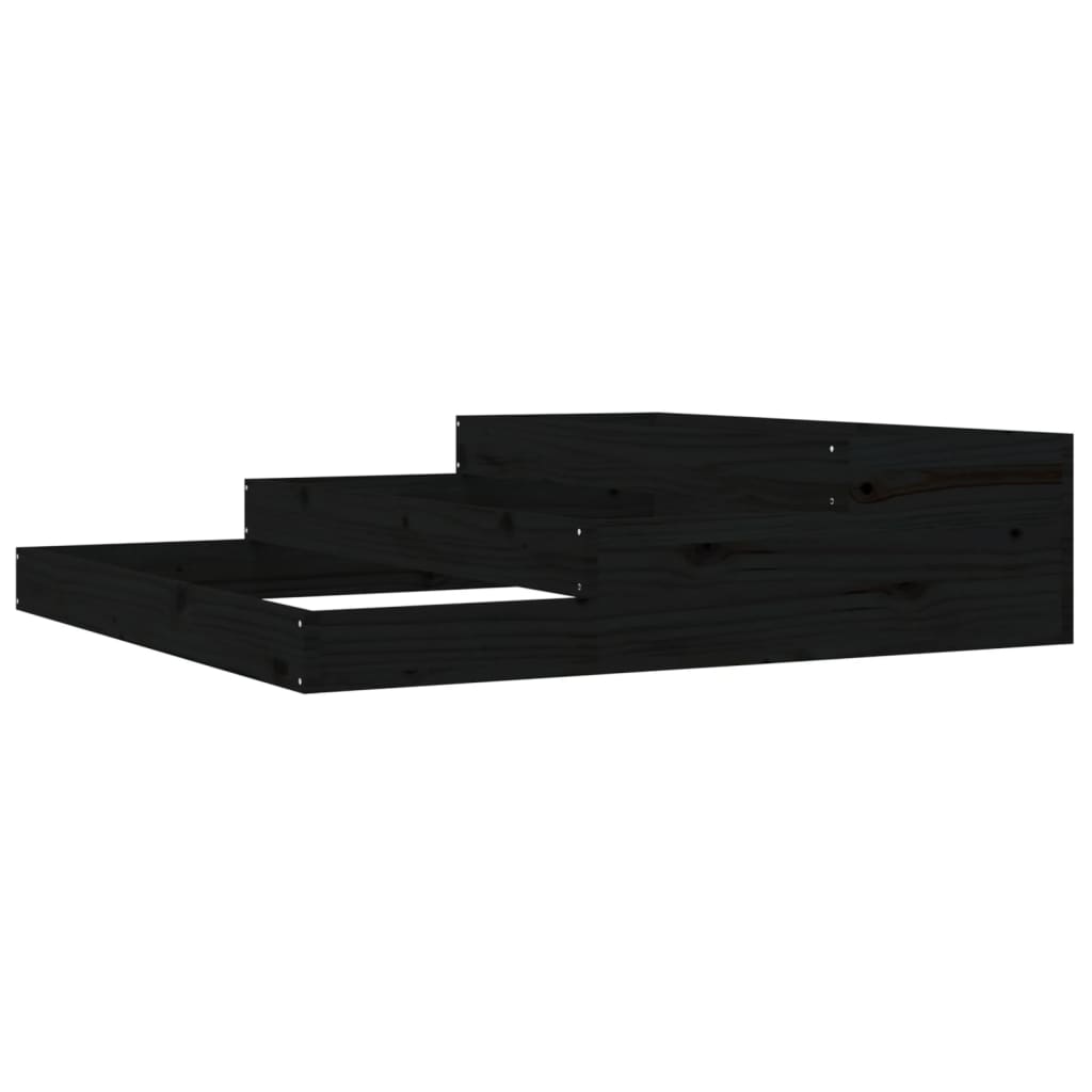 Plantekasse svart 107x107x27 cm heltre furu