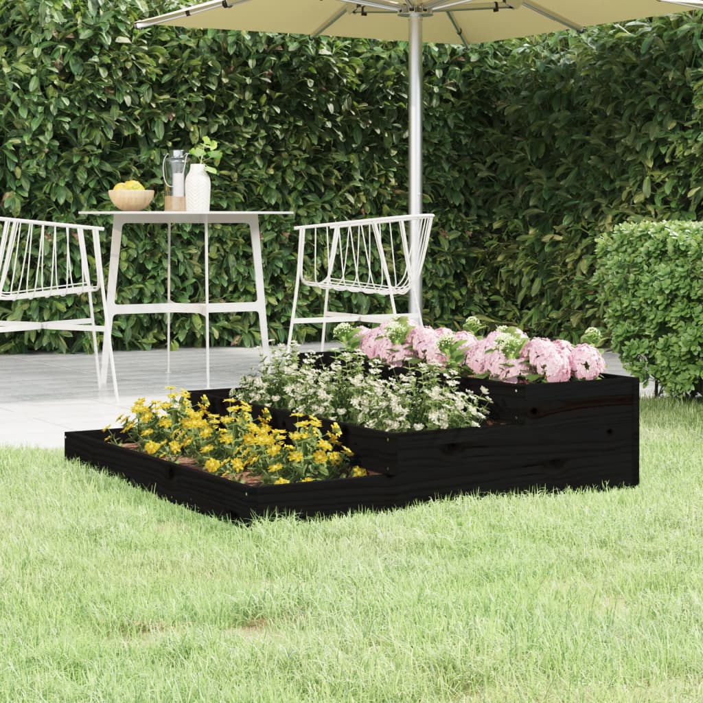 Plantekasse svart 107x107x27 cm heltre furu