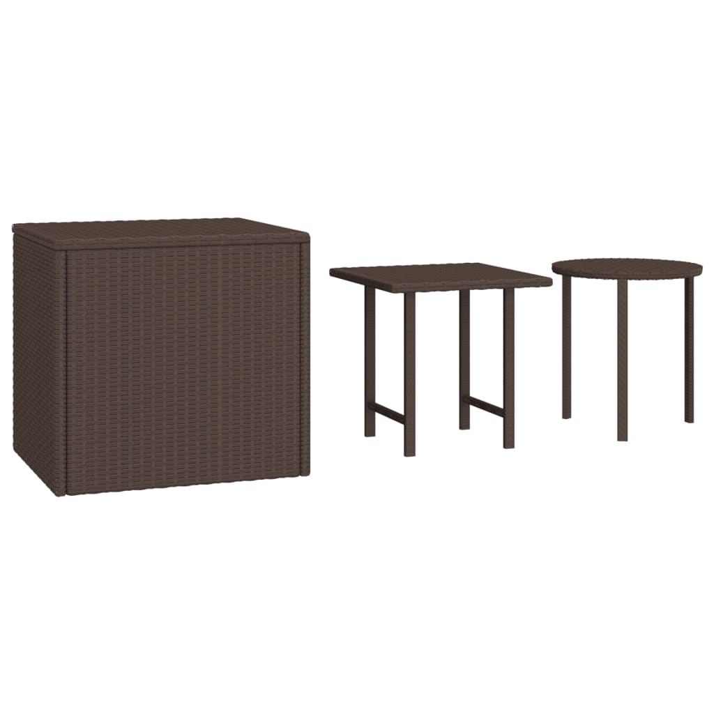 Sidebord 3 stk brun polyrotting