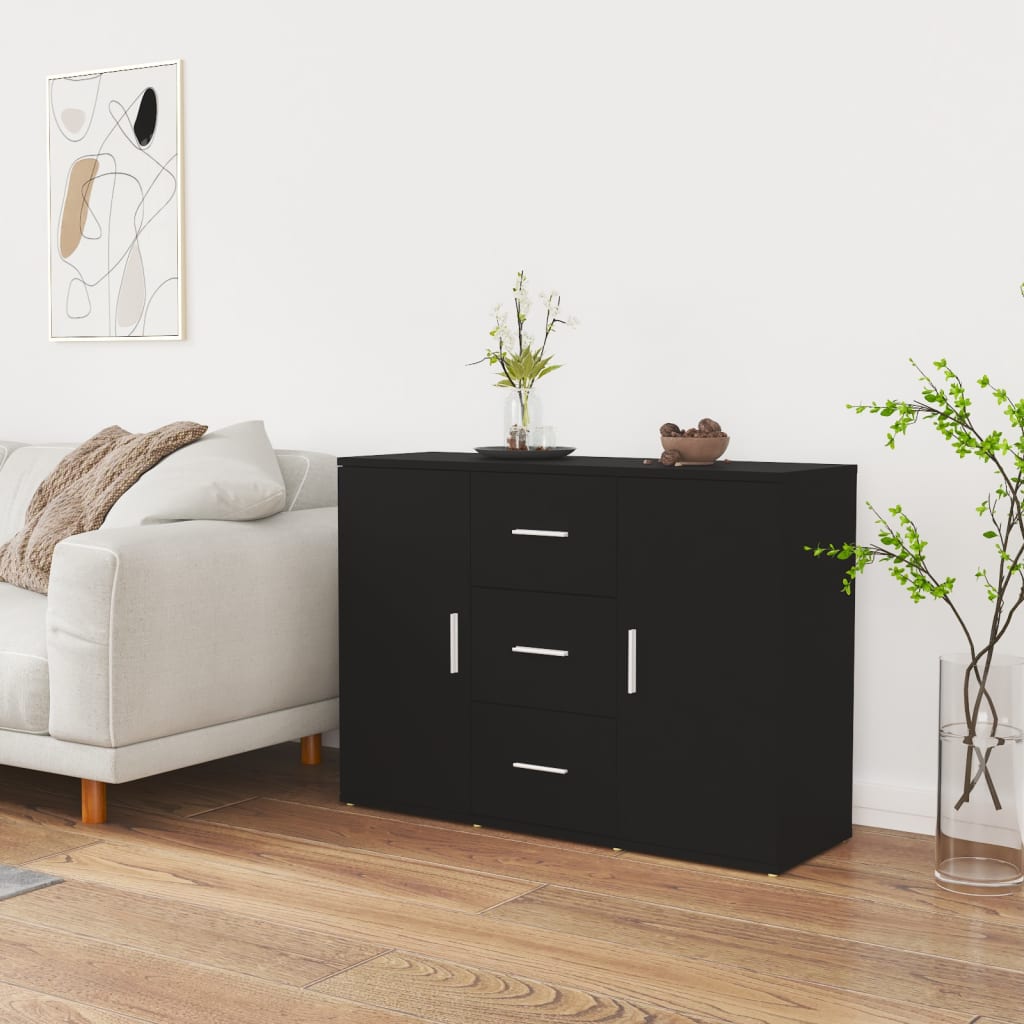 Skjenk svart 91x29,5x65 cm konstruert tre
