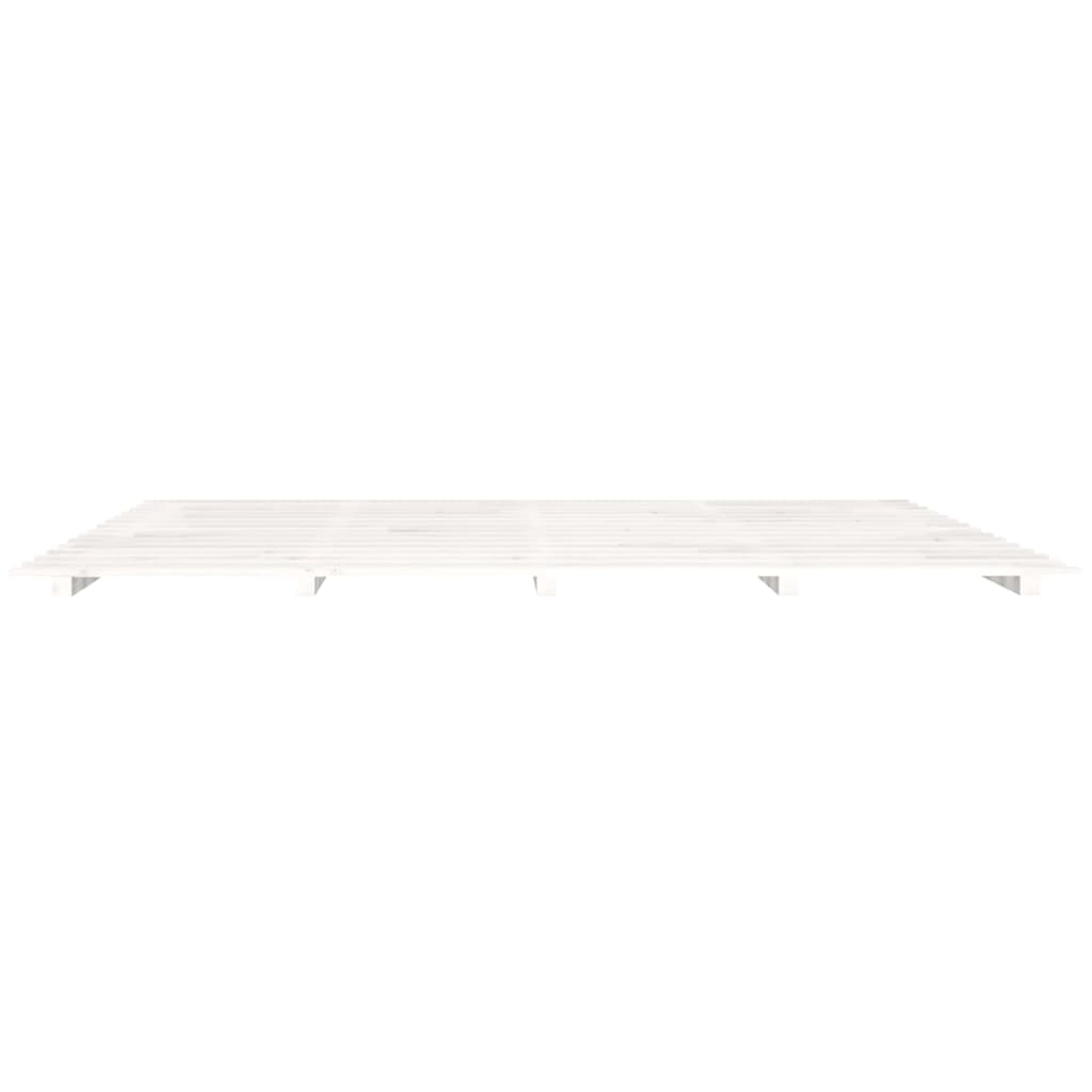 Sengeramme hvit 200x200 cm heltre furu