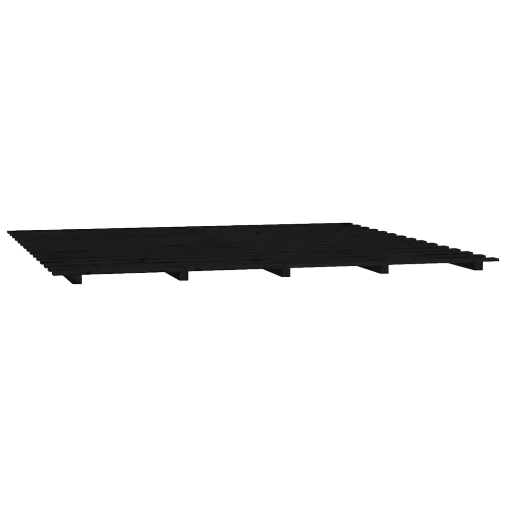 Sengeramme svart 200x200 cm heltre furu
