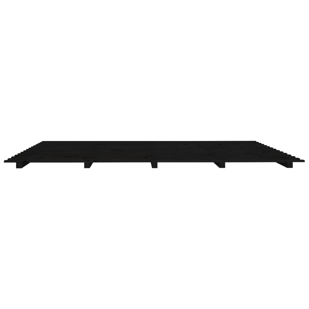 Sengeramme svart 200x200 cm heltre furu