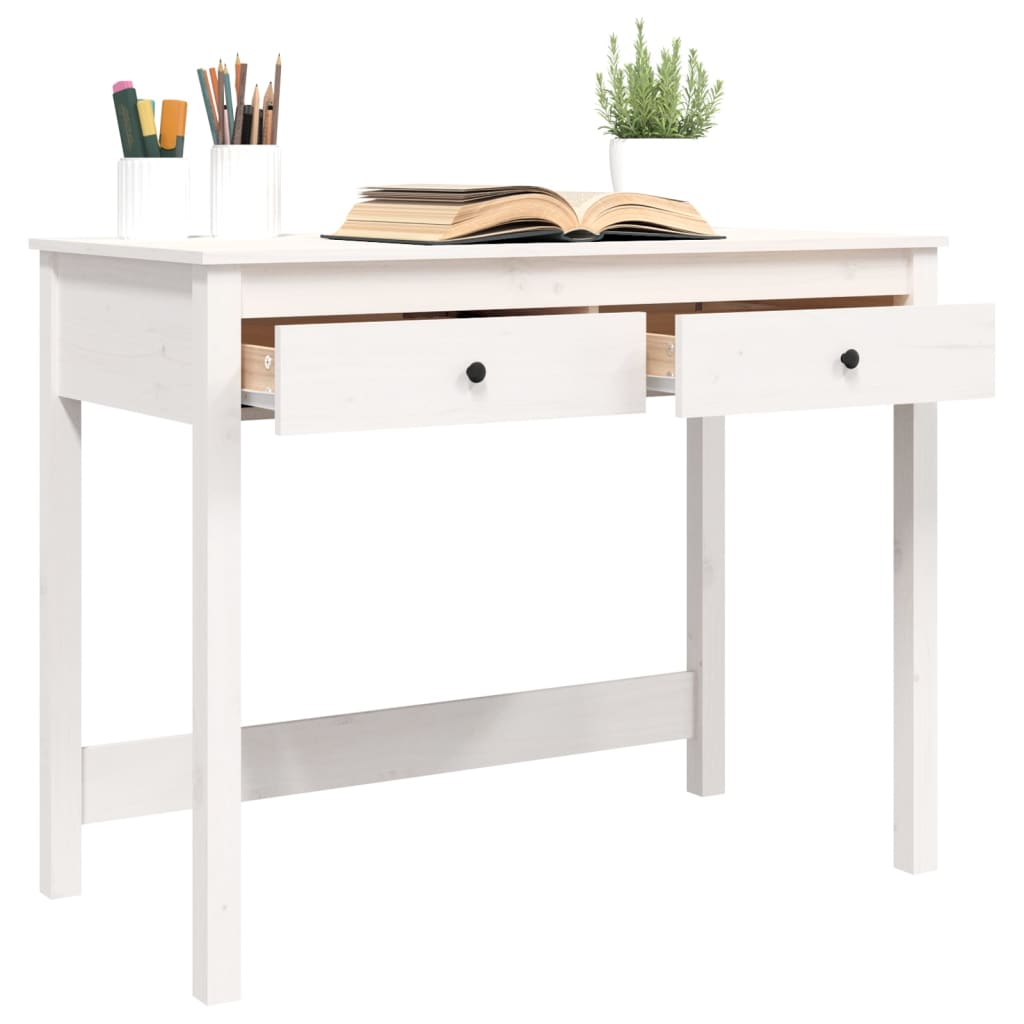 Skrivebord med skuffer hvit 100x50x78 cm heltre furu