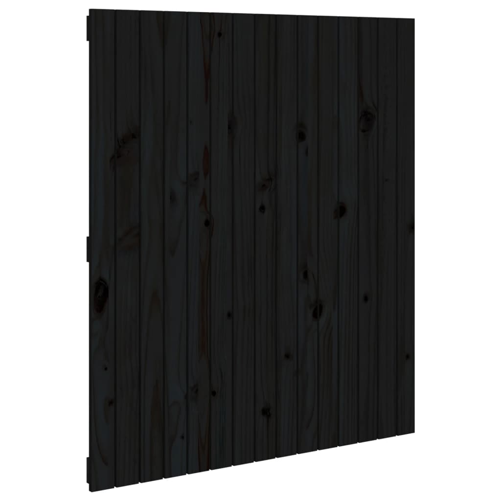 Veggmontert sengegavl svart 95,5x3x110 cm heltre furu