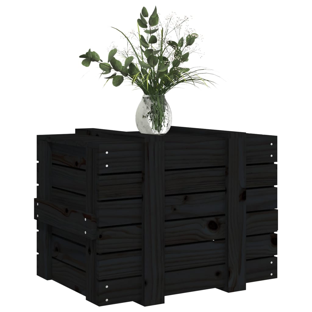 Putekasse svart 58x40,5x42 cm heltre furu