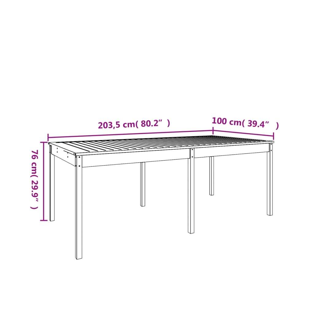 Hagebord honningbrun 203,5x100x76 cm heltre furu