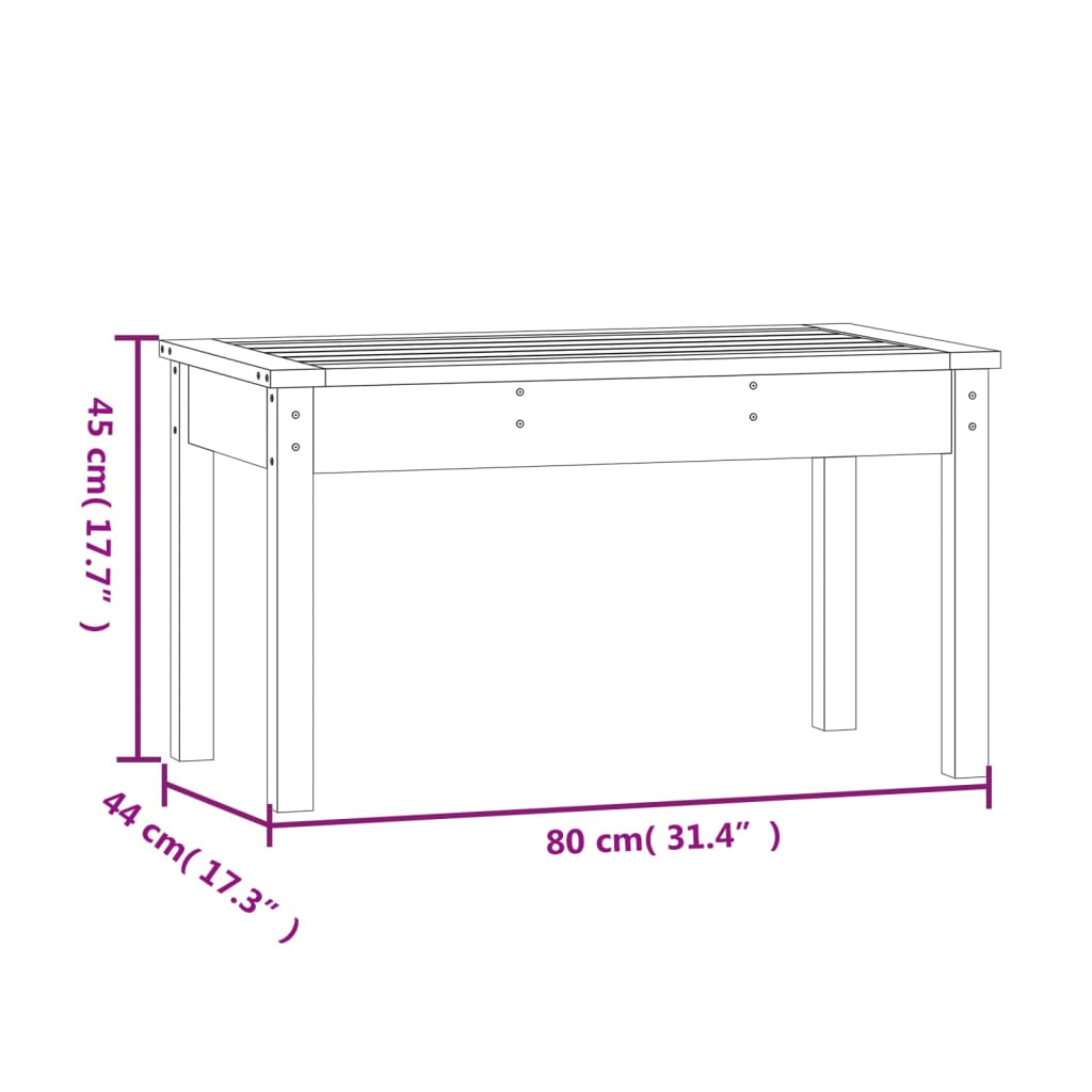 Hagebenk honningbrun 80x44x45 cm heltre furu