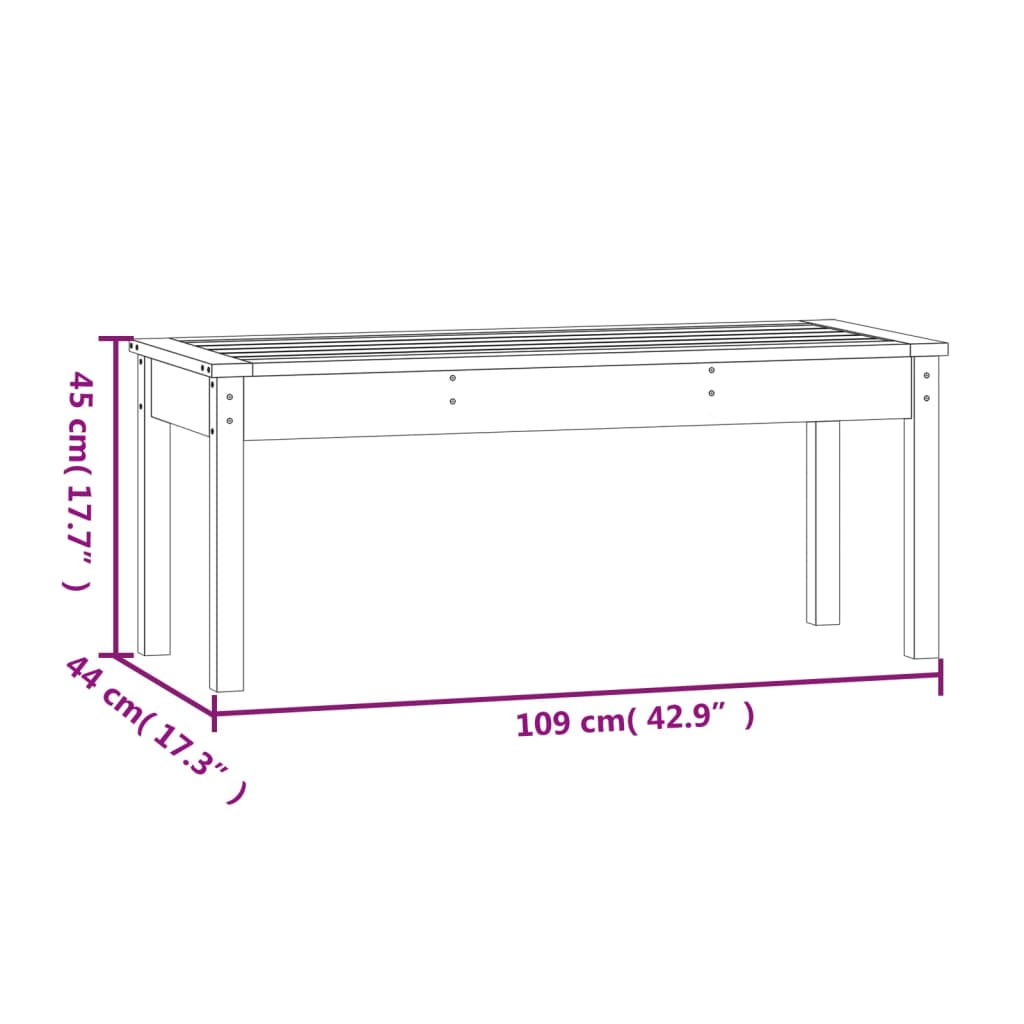 Hagebenk grå 109x44x45 cm heltre furu